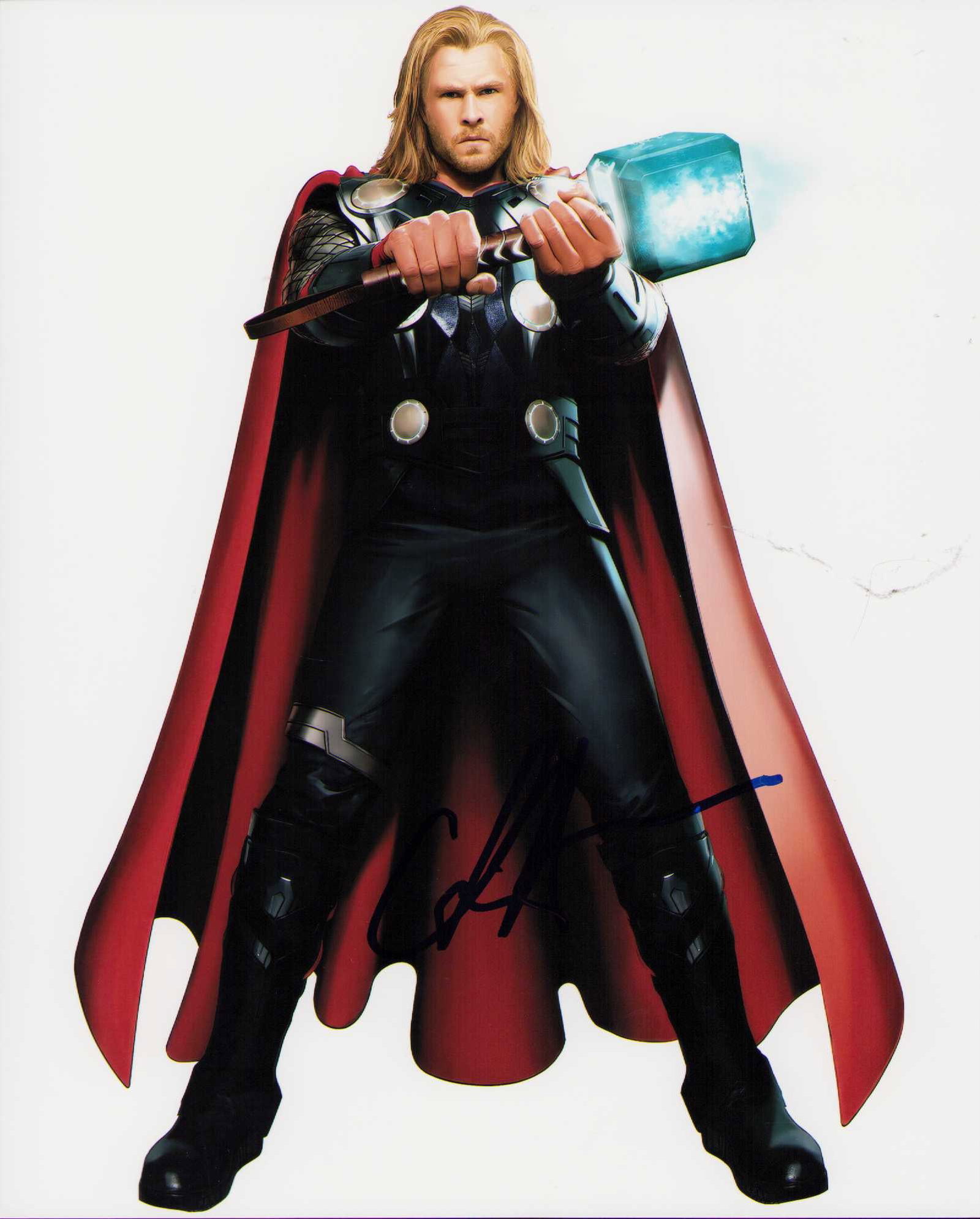 Chris Hemsworth Thor signed photograph: THOR signed 8x10 by him in person nice Avengers shot ate of AuthenticityEVERY item in this auction comes with at minimum one fully illustrated and serial numbered COA signed by the worlds leading auth