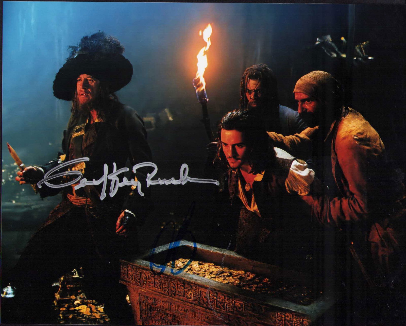Geoffrey Rush and Orlando Bloom Pirates signed photograph (1 of 1)