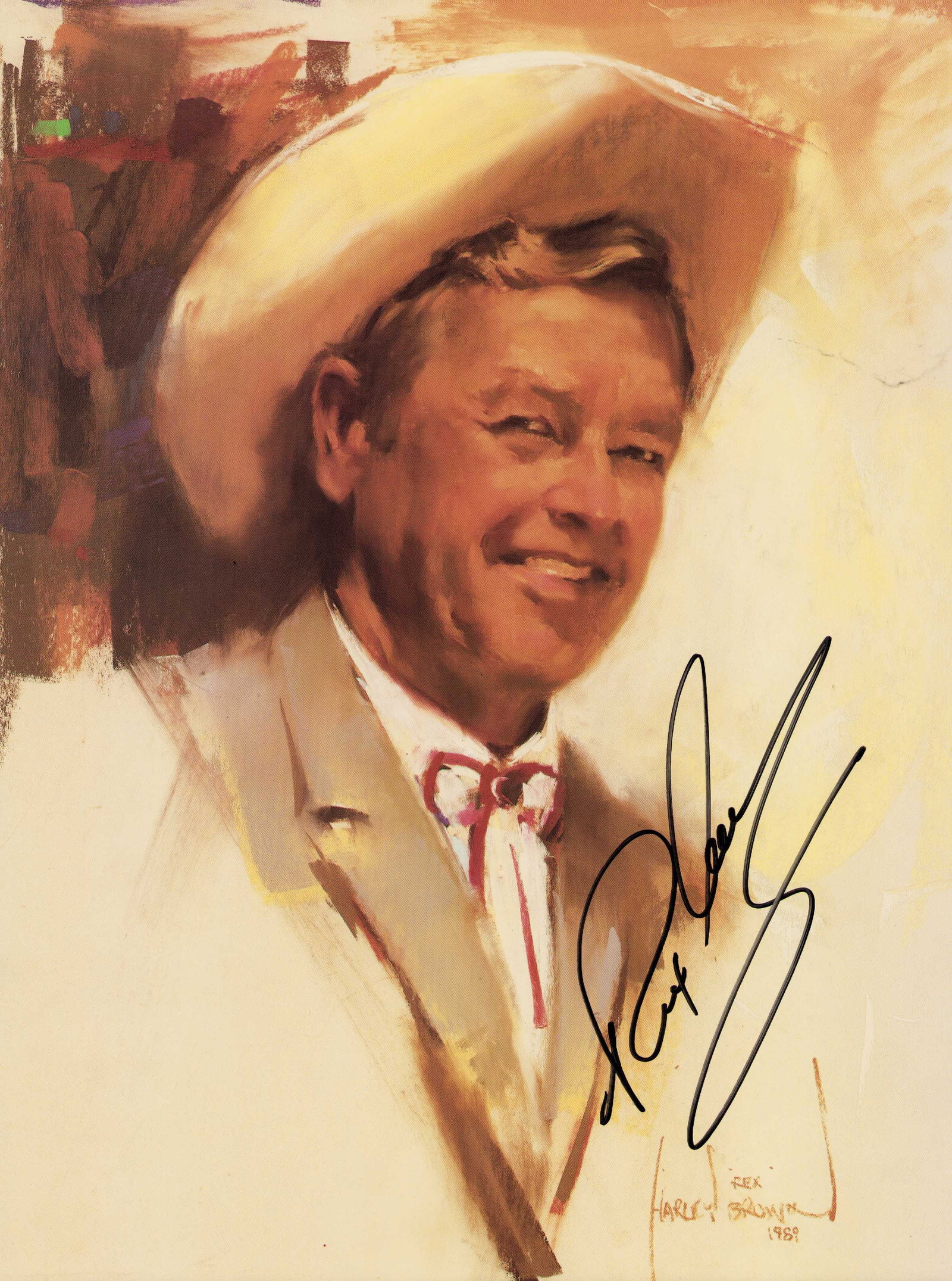 Rex Allen signed photograph litho B: A second Rex Allen signed image this one on a litho of him a nice sized 12x18 in his western persona Certificate of AuthenticityEVERY item in this auction comes with at minimum one fully illustrated