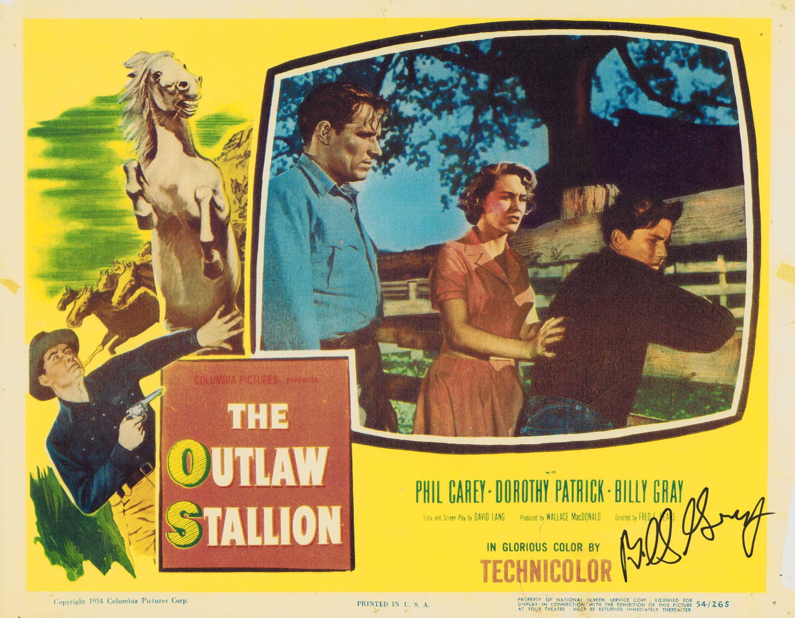 Billy Gray signed lobby card: A reprint lobby card 11x14 signed by the then child star from Outlaw Stallion Certificate of AuthenticityEVERY item in this auction comes with at minimum one fully illustrated and serial numbered COA