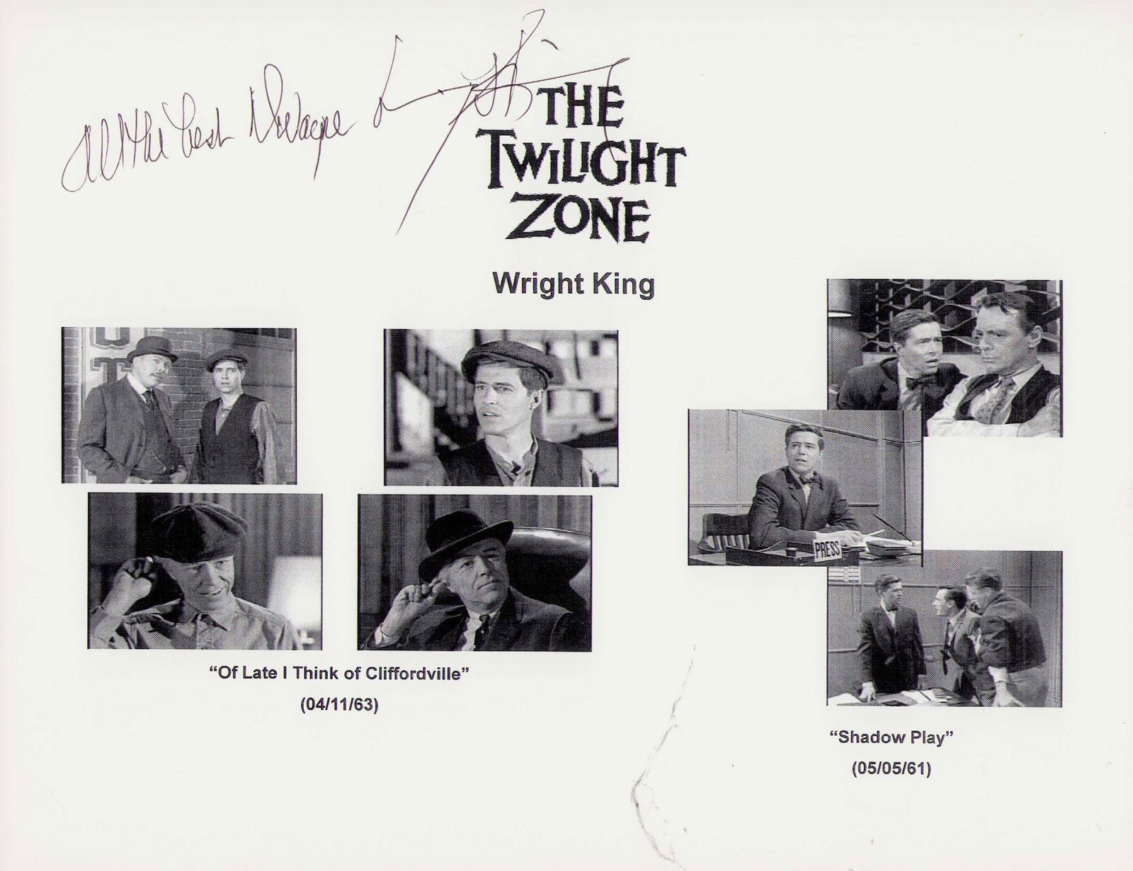 Wright King Twilight Zone signed photograph (1 of 1)