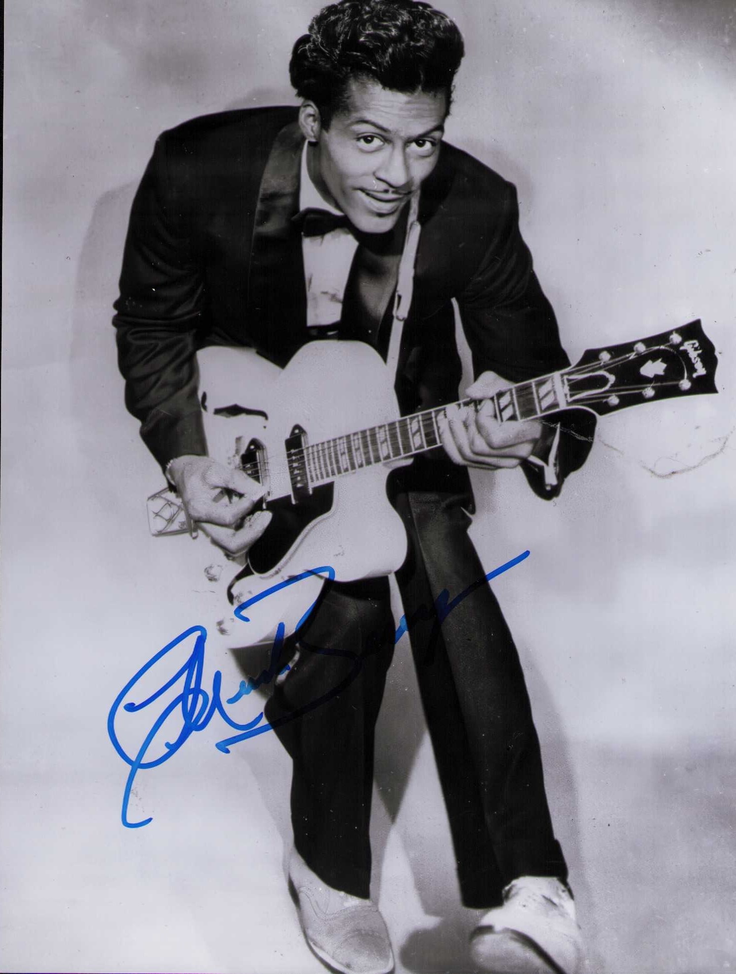 Chuck Berry signed photograph: A fabulous signed 8x10 by one of the architects of rock n roll Certificate of AuthenticityEVERY item in this auction comes with at minimum one fully illustrated and serial numbered COA signed by the