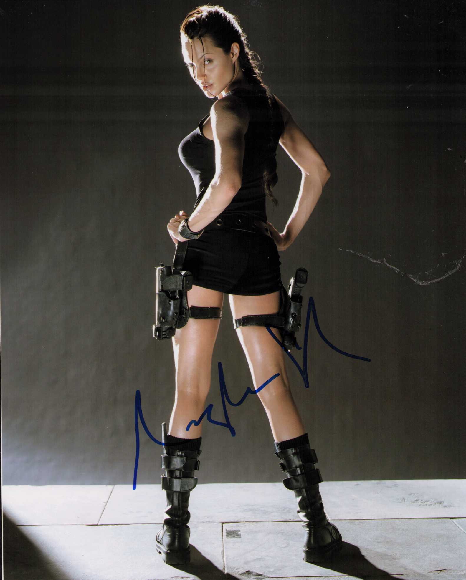 Angelina Jolie Tomb Raider signed photograph: A sexy Tomb Raider signed 8x10 by her V