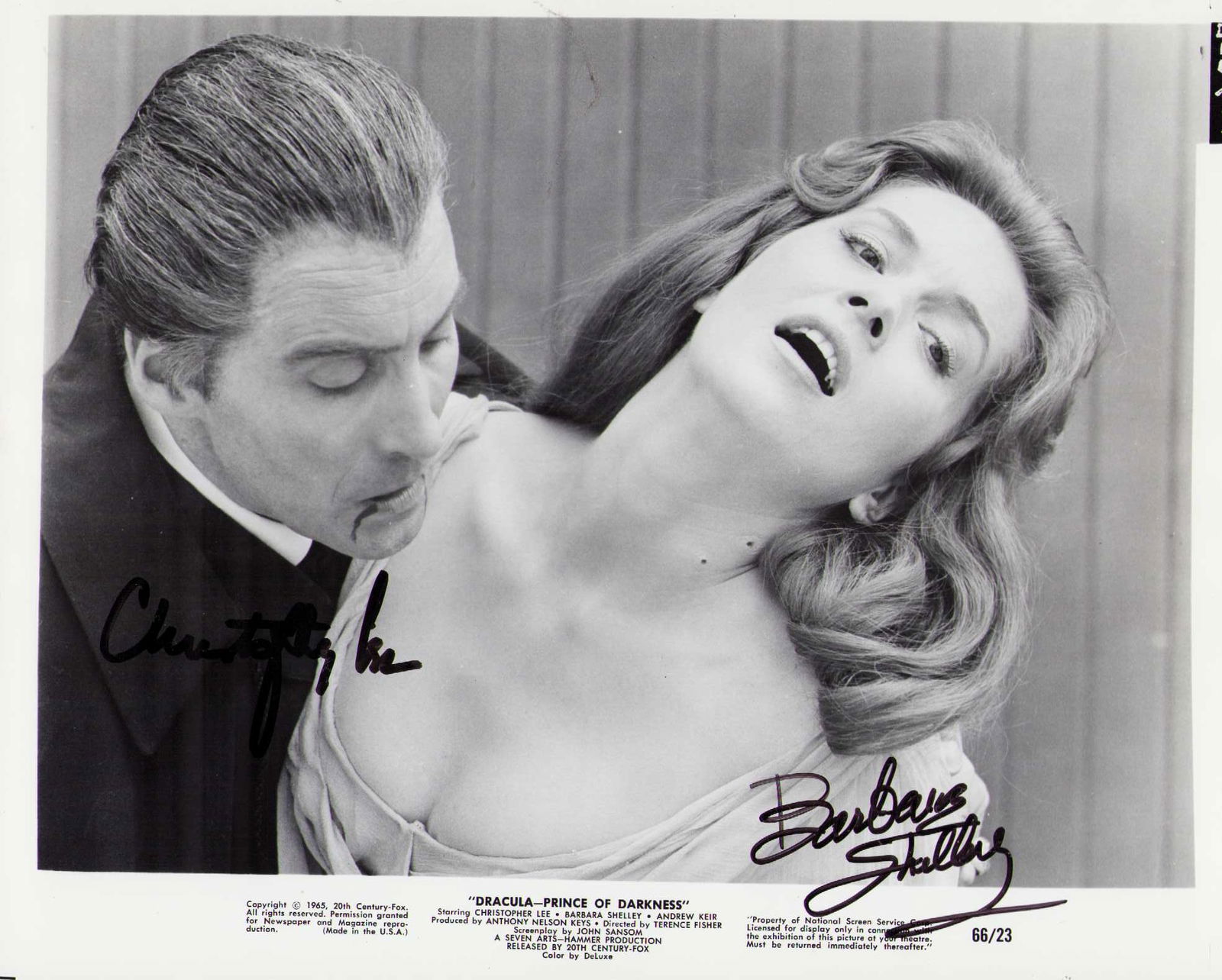 Christopher Lee and Barbara Shelley signed photograph (1 of 1)