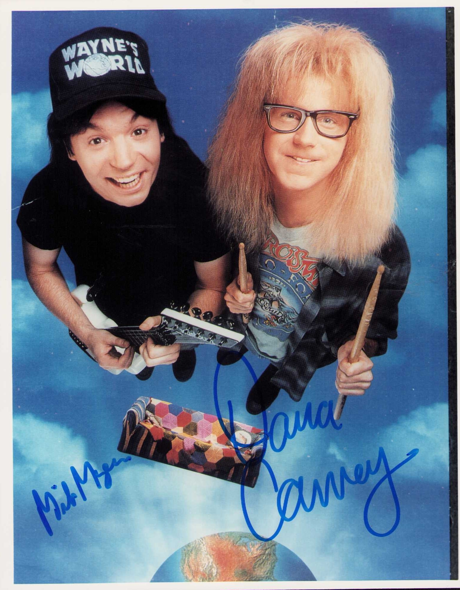 Waynes World cast signed photograph: A scarce signed Waynes World 8x10 by both stars Dana Carvey and Mike Myers Certificate of AuthenticityEVERY item in this auction comes with at minimum one fully illustrated and serial numbered COA