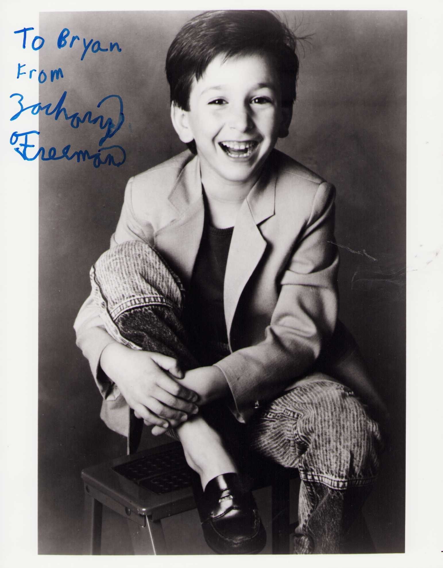 Zachary Freeman signed photograph: Child star signed AS a child scarce vintage original Certificate of AuthenticityEVERY item in this auction comes with at minimum one fully illustrated and serial numbered COA signed by the worlds lead
