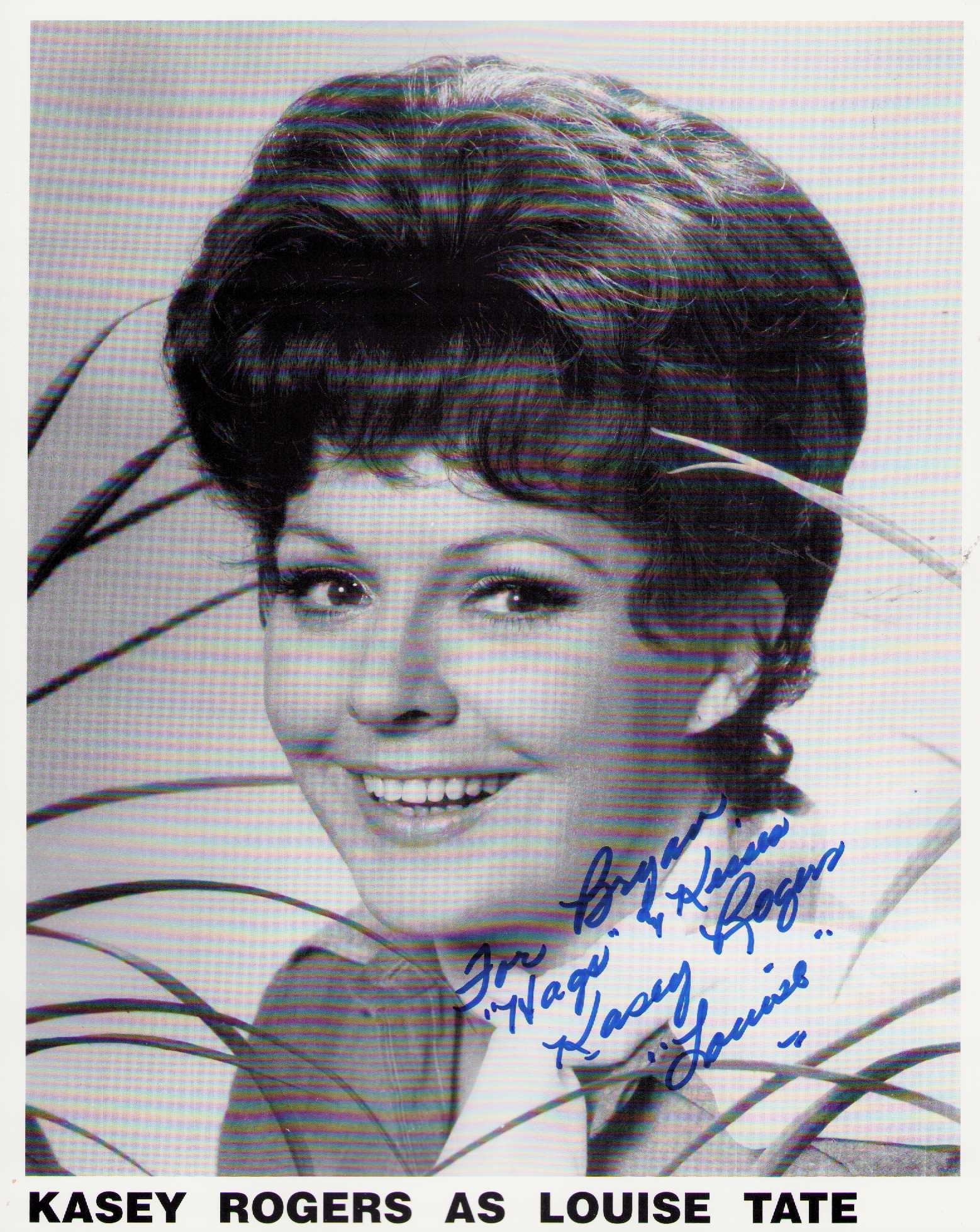 Kasey Rogers Bewitched star signed photograph: A rare Bewitched autograph she was Samantha friend and Tates wife the pixelation is a scanner issue not present in real life Certificate of AuthenticityEVERY item in this auction comes with at minimum
