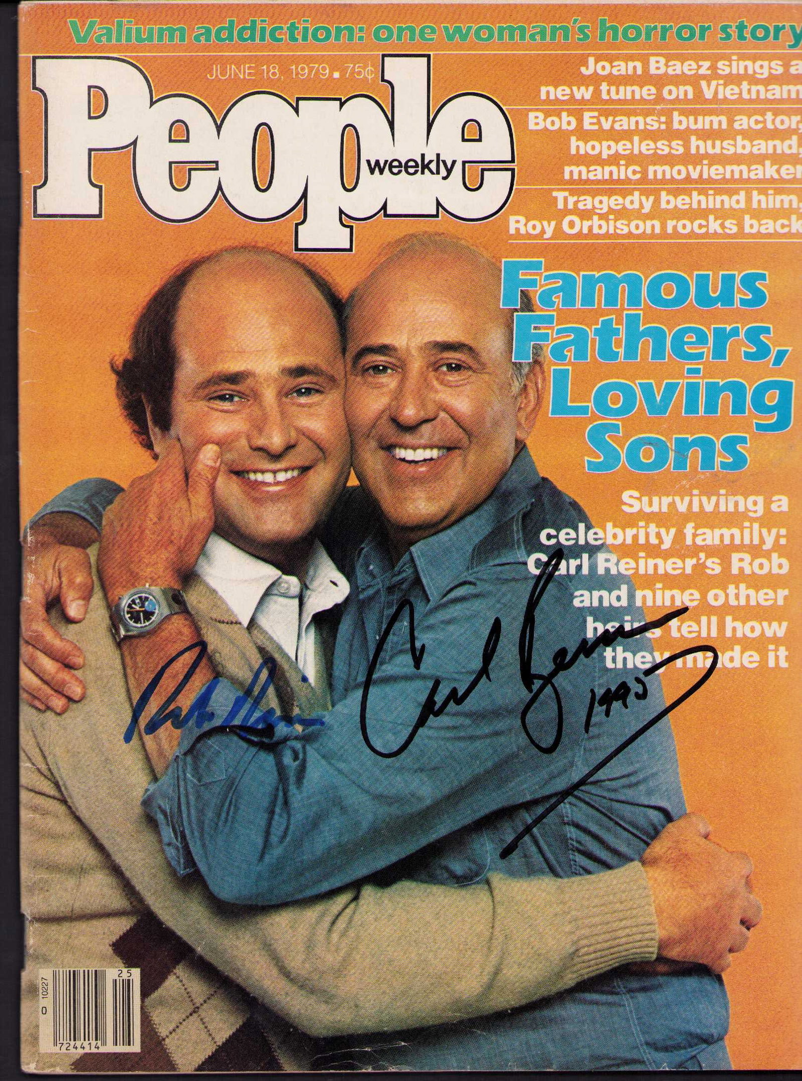 Carl and Rob Reiner signed People magazine: A People magazine in vf cond no label signed by Carl Reiner and son Rob Reiner recently killed two legendary Directors together Certificate of AuthenticityEVERY item in this auction comes with at