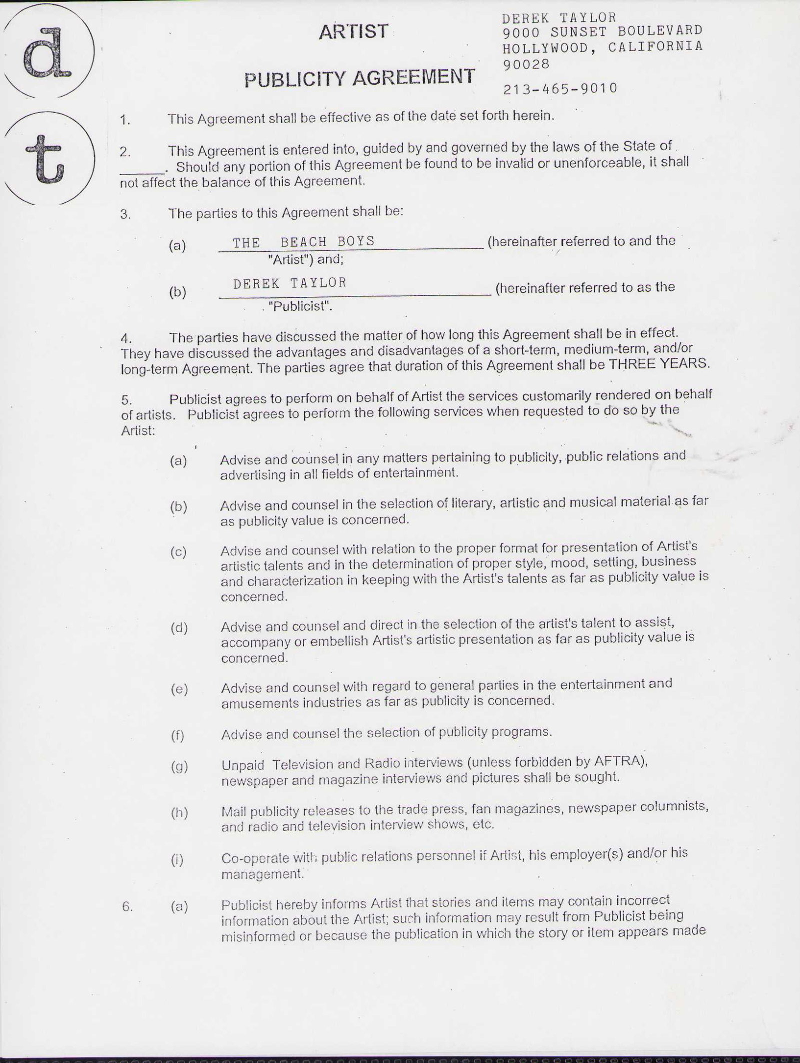 Beach Boys historic signed contract multi pages: A Multi page Beach Boys signed contract with Derek Taylor the famed publicist to represent them signed by him and a witness and ALL of the Beach Boys Brian Wilson Mike Love Bruce Johnston Carl