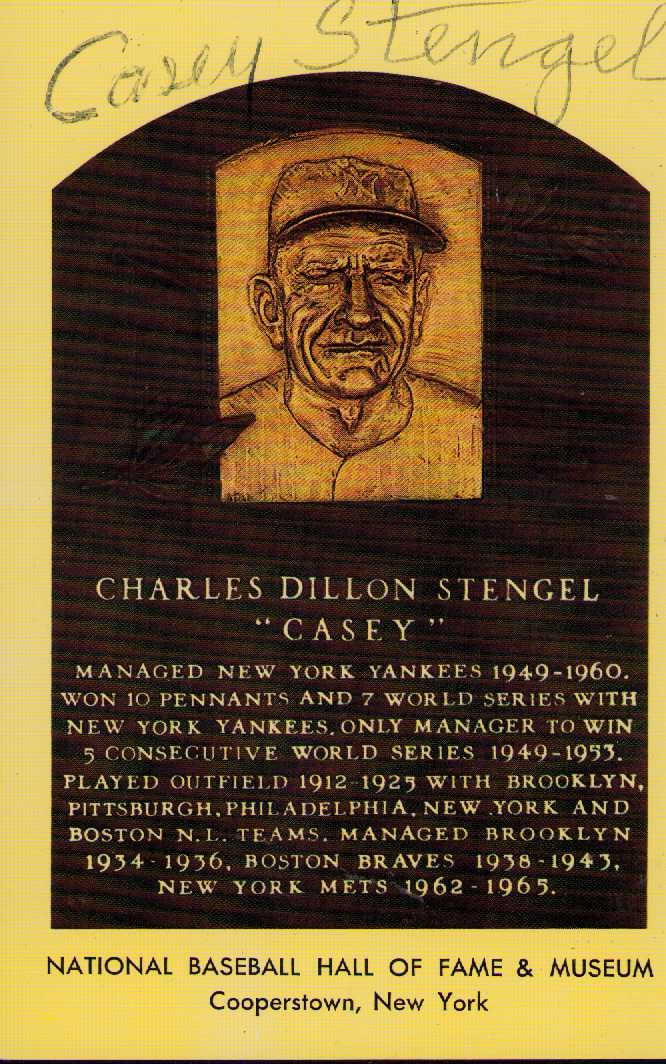 Casey Stengel signed Hall of Fame card (1 of 1)
