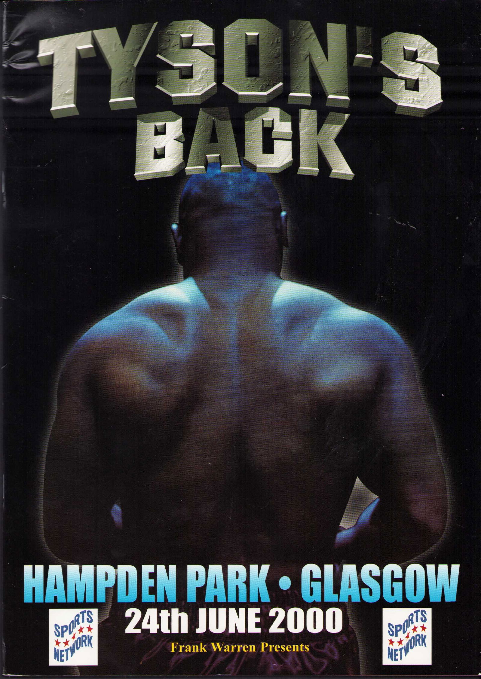 TYSONS BACK historic program: A historic complete program for the June 24 2000 fight Certificate of AuthenticityEVERY item in this auction comes with at minimum one fully illustrated and serial numbered COA signed by the worlds