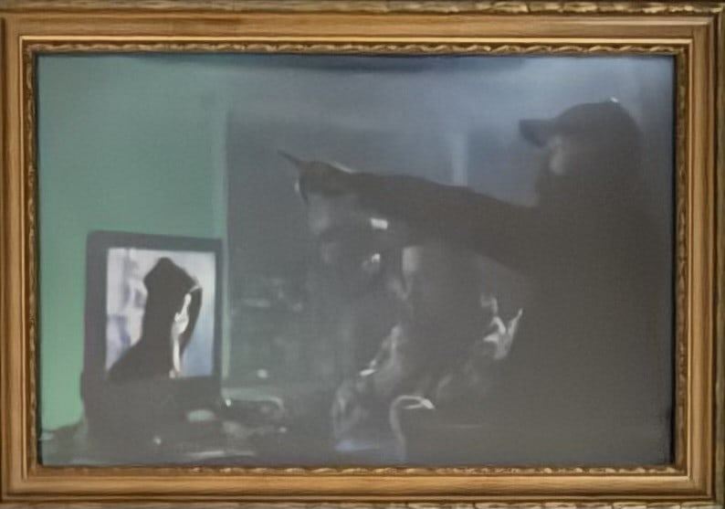 Scream 7 original framed art On screen: Seen on screen in the film in the Macher famous house set is this original art and frame obtained in cast crew only auction at the films finish Certificate of AuthenticityEVERY item in this auction co