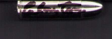 Clayton Moore signed silver bullet: One of his personal silver bullets from his own collection signed on the bullet as best as he could given to his manager Certificate of AuthenticityEVERY item in this auction comes with at minimum one