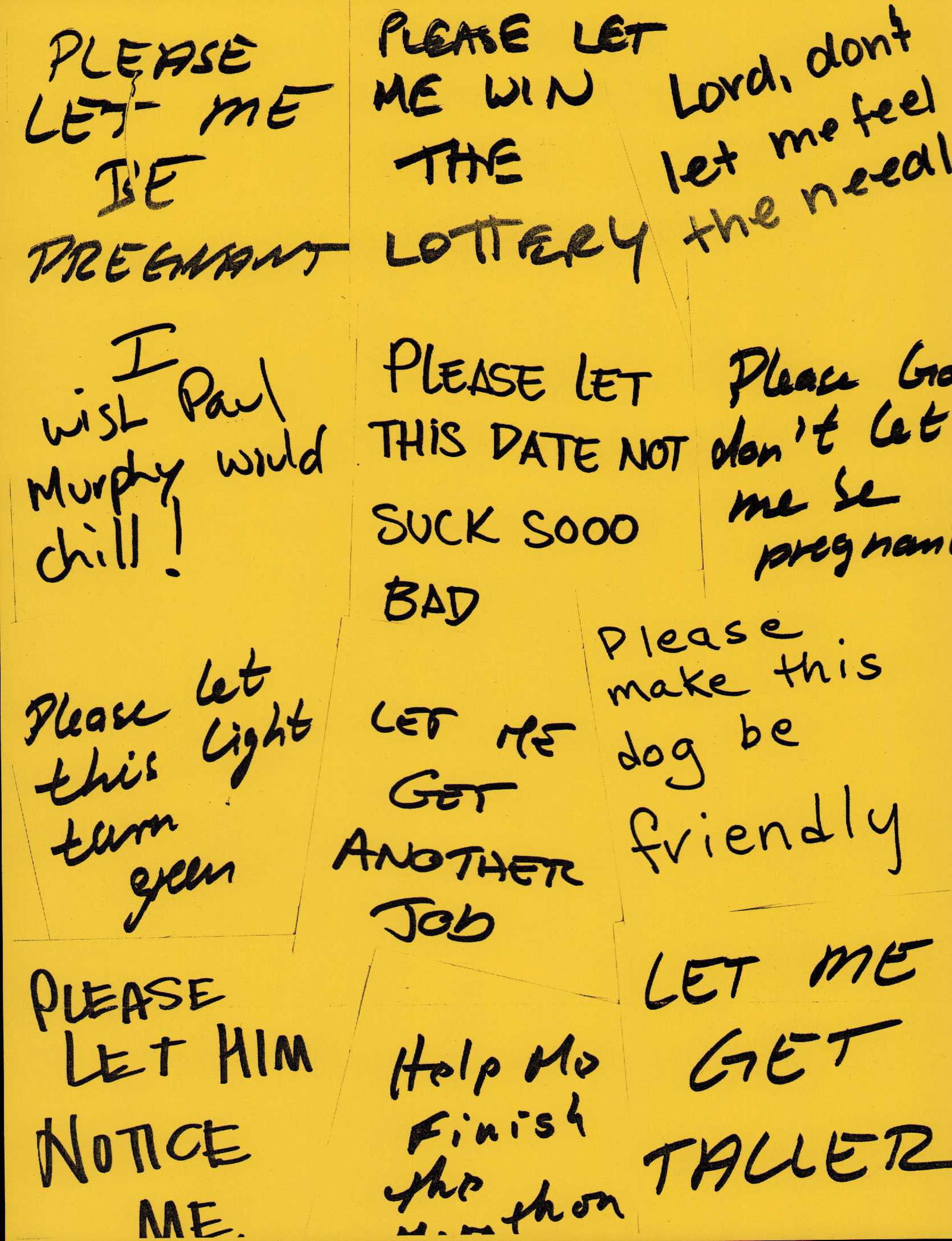 Bruce Almighty prop prayer wallpaper: These sheets were to make it look like in the prayer scene that he had put Post Its all over the walls comes with copy of studio letter when they auctioned these off Certificate of AuthenticityEVERY i