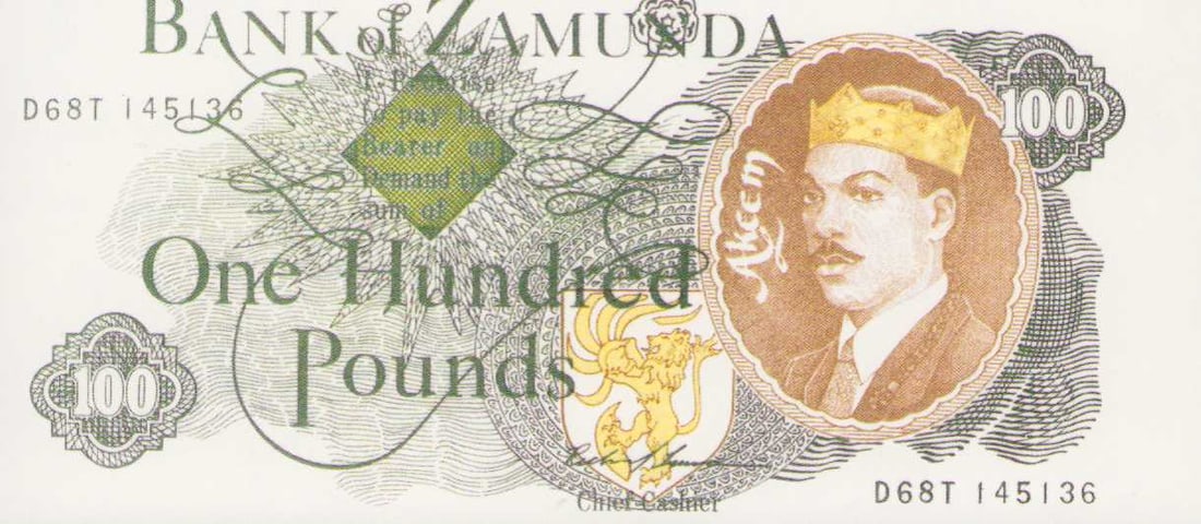 Coming to America prop bank note: A prop Zamunda bill with Eddie Murphys image as Prince Akeem on the note used in the production of the first classic movie Certificate of AuthenticityEVERY item in this auction comes with at minimum o