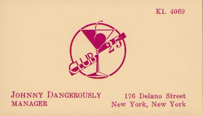 Johnny Dangerously prop business card: A rare prop business card used in the film by Michael Keaton Certificate of AuthenticityEVERY item in this auction comes with at minimum one fully illustrated and serial numbered COA signed by the