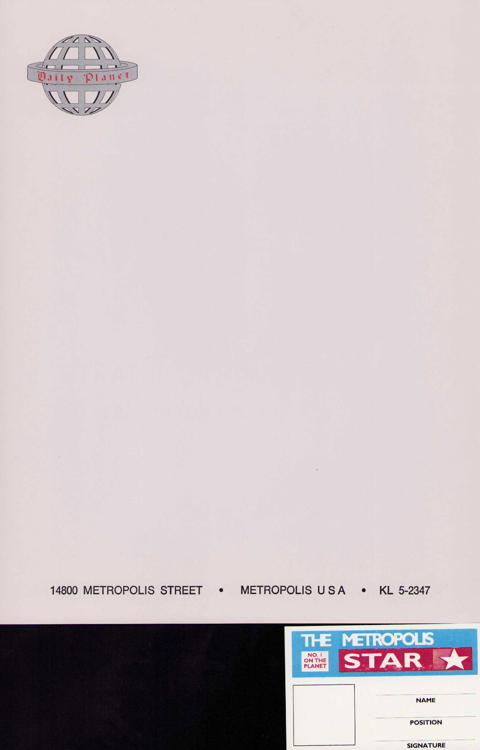 Lois and Clarke lot of props: A prop newspaper ID card and prop stationary used In the Tv series Lois and Clarke Certificate of AuthenticityEVERY item in this auction comes with at minimum one fully illustrated and serial numbered