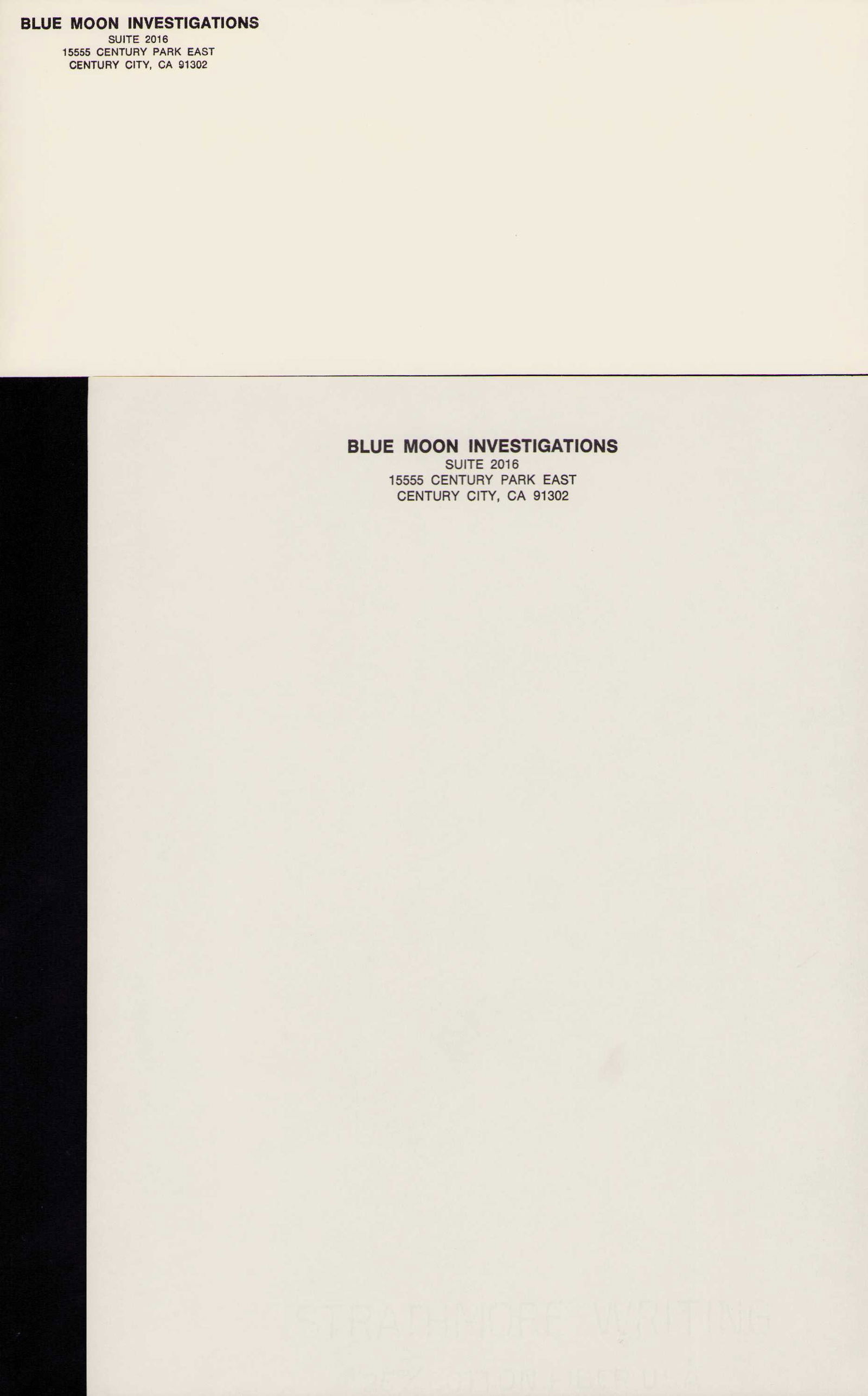 Moonlighting prop stationary: Rare prop stationary used in the series Moonlighting which launched Bruce Willis career Certificate of AuthenticityEVERY item in this auction comes with at minimum one fully illustrated and serial