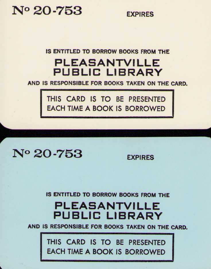 Pleasantville pair of prop Library cards: A pair of prop library cards one for the COLOR scenes and one for the B/W scenes in the movie Certificate of AuthenticityEVERY item in this auction comes with at minimum one fully illustrated and