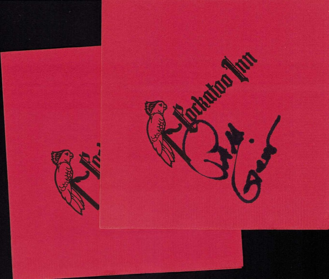 Pam Grier signed prop napkins from Jackie Brown B: A pair of prop napkins used in the film Jackie Brown one signed by the star Pam Grier Certificate of AuthenticityEVERY item in this auction comes with at minimum one fully illustrated and serial