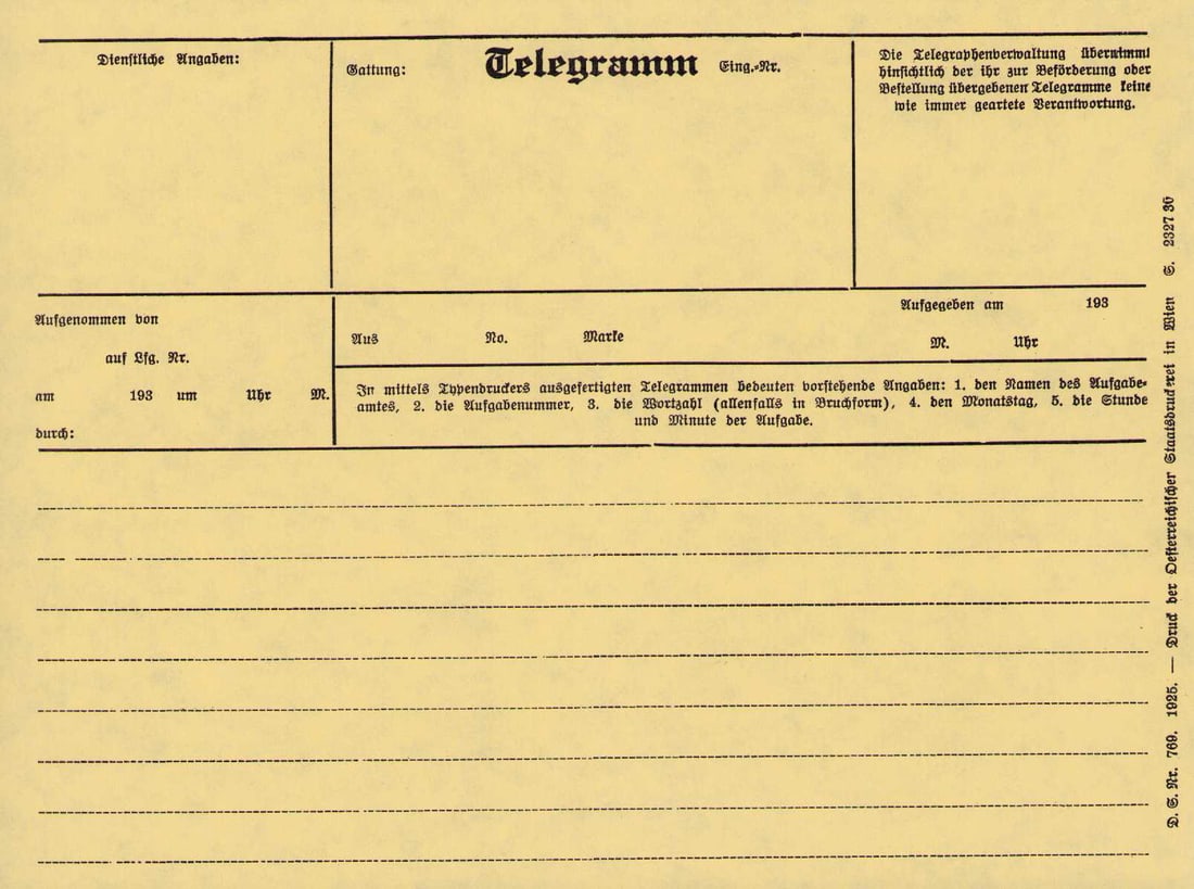 Sound of Music prop telegram: A prop telegram unused made for the film the Sound of Music Certificate of AuthenticityEVERY item in this auction comes with at minimum one fully illustrated and serial numbered COA signed by the