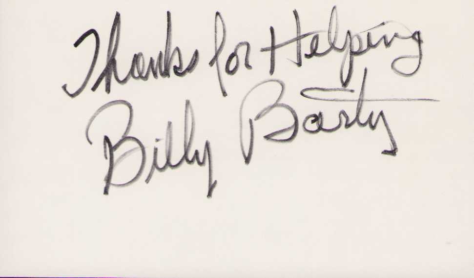 Billy Barty signature: Midget star of films like Willow and Foul Play Certificate of AuthenticityEVERY item in this auction comes with at minimum one fully illustrated and serial numbered COA signed by the worlds leading au