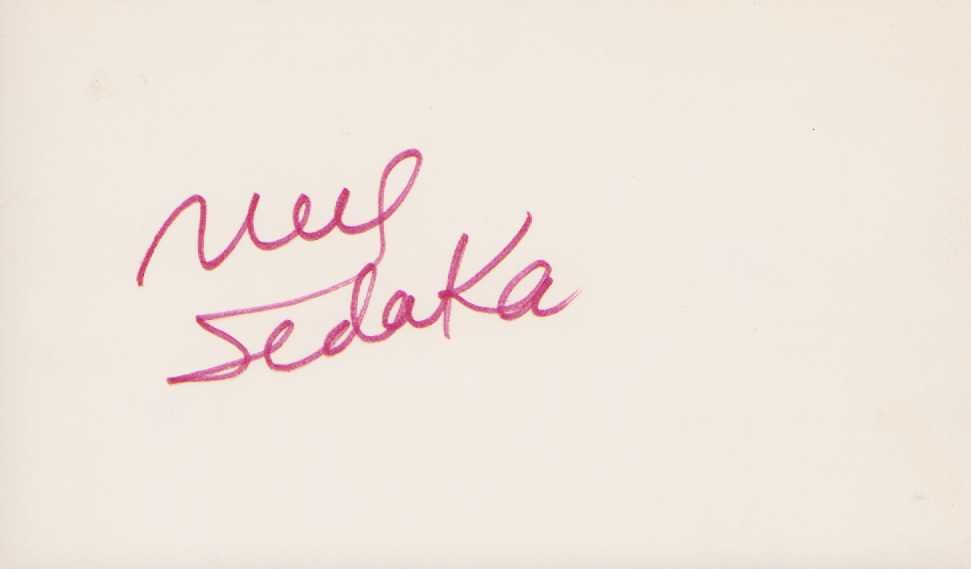Neil Sedaka signature: Legendary singer songwriter just passed away Certificate of AuthenticityEVERY item in this auction comes with at minimum one fully illustrated and serial numbered COA signed by the worlds leading auth