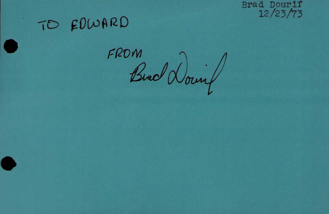 Brad Dourif signature: Scarce signature actor Certificate of AuthenticityEVERY item in this auction comes with at minimum one fully illustrated and serial numbered COA signed by the worlds leading authenticator in Entertain