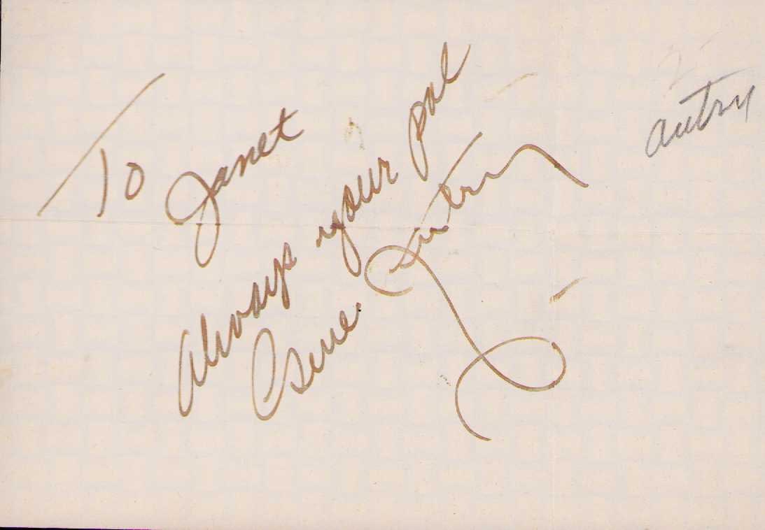 Gene Autry signature: THE Singing Cowboy legend in western films Certificate of AuthenticityEVERY item in this auction comes with at minimum one fully illustrated and serial numbered COA signed by the worlds leading authen