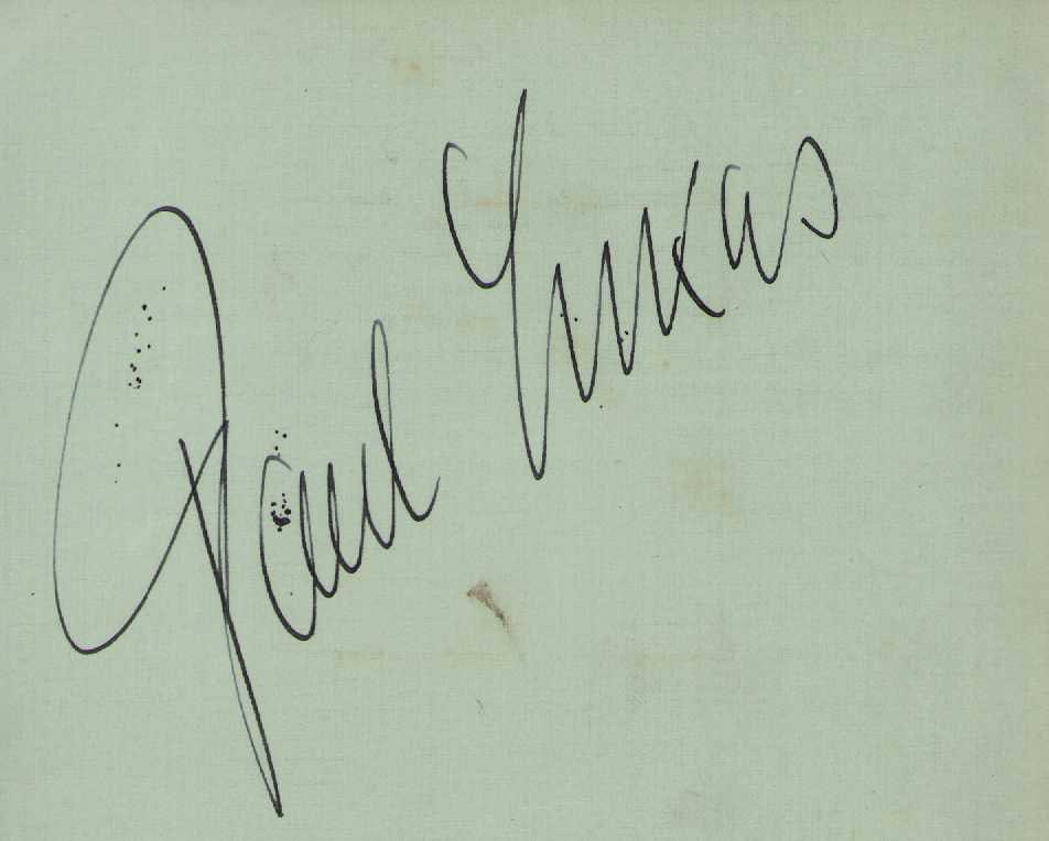 Paul Lukas signature: RARE AA winning early actor Certificate of AuthenticityEVERY item in this auction comes with at minimum one fully illustrated and serial numbered COA signed by the worlds leading authenticator in Ente