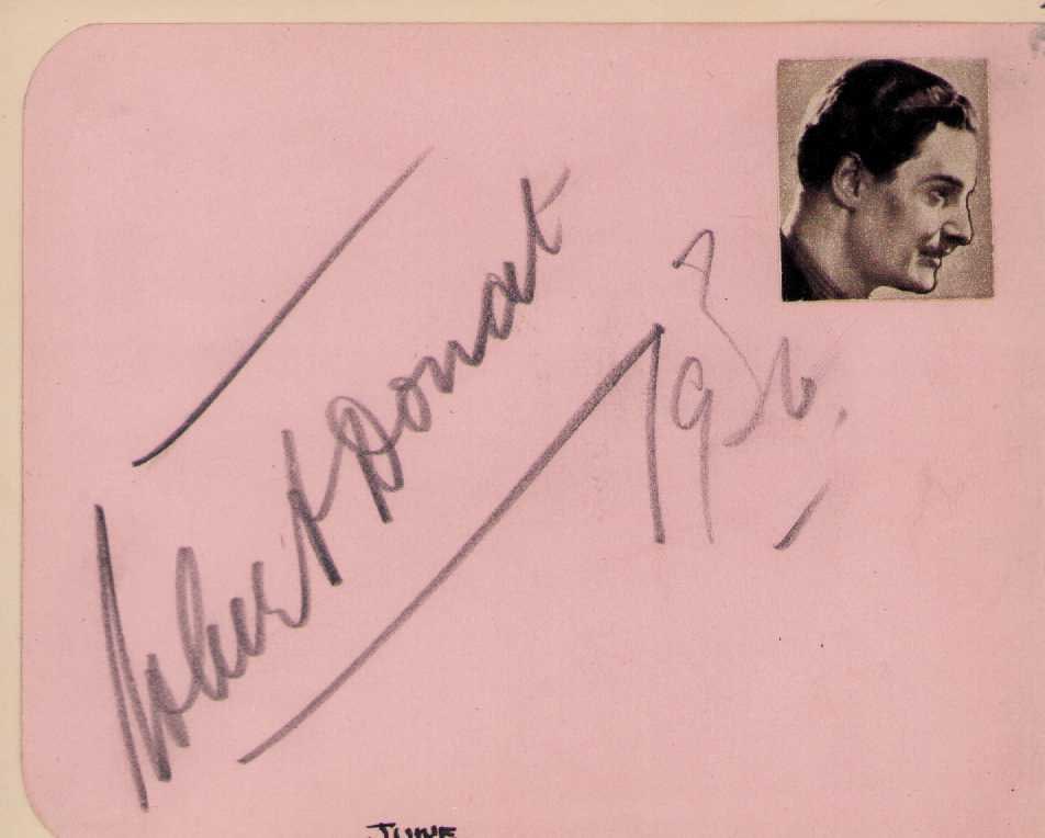Robert Donat signature: A RARE Acaddemy Award winning early actor Certificate of AuthenticityEVERY item in this auction comes with at minimum one fully illustrated and serial numbered COA signed by the worlds leading authent