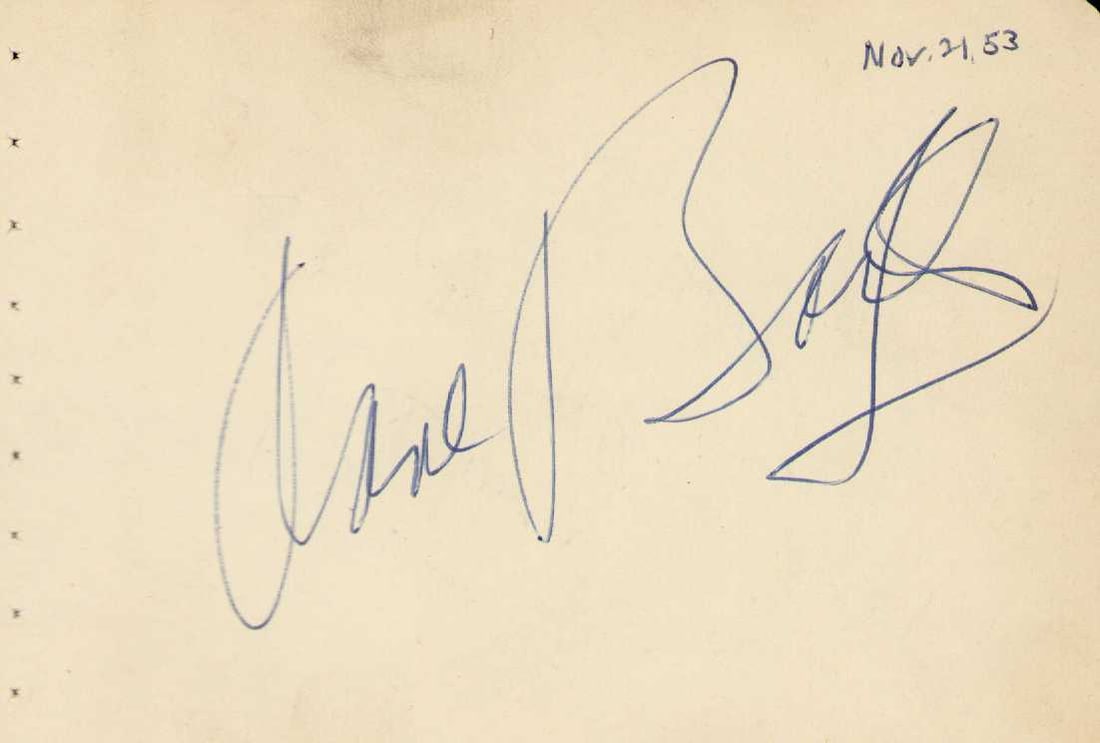 Anne Baxter signature: She was a villain in TVS Batman and an AA winning actress Certificate of AuthenticityEVERY item in this auction comes with at minimum one fully illustrated and serial numbered COA signed by the worlds