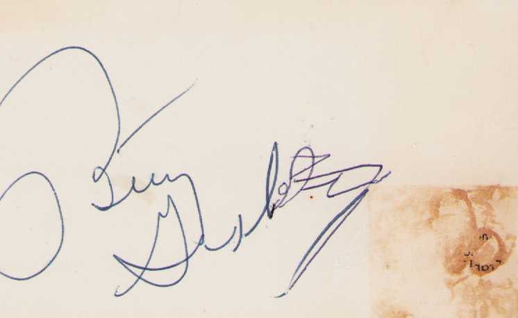 Betty Grable signature: Legendary actress and WWII number one pin up girl Certificate of AuthenticityEVERY item in this auction comes with at minimum one fully illustrated and serial numbered COA signed by the worlds leading