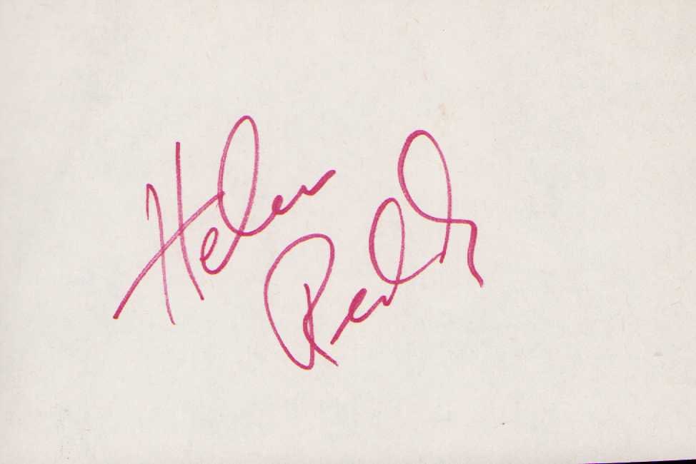 Helen Reddy signature: Famed singer I am Woman and actress Petes Dragon Certificate of AuthenticityEVERY item in this auction comes with at minimum one fully illustrated and serial numbered COA signed by the worlds leading