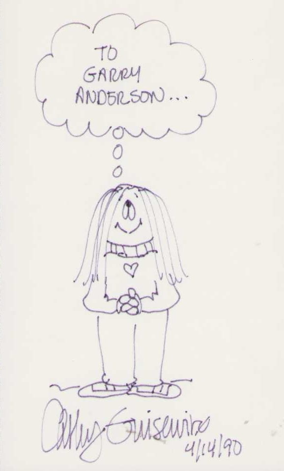 Cathy Guisewhite signature and sketch: CATHY comic strip creator signed with sketch of her most famous character Certificate of AuthenticityEVERY item in this auction comes with at minimum one fully illustrated and serial numbered COA sign