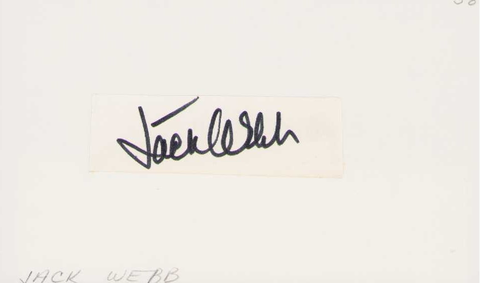 Jack Webb signature: Dragnet TV star scarce Certificate of AuthenticityEVERY item in this auction comes with at minimum one fully illustrated and serial numbered COA signed by the worlds leading authenticator in Entertain