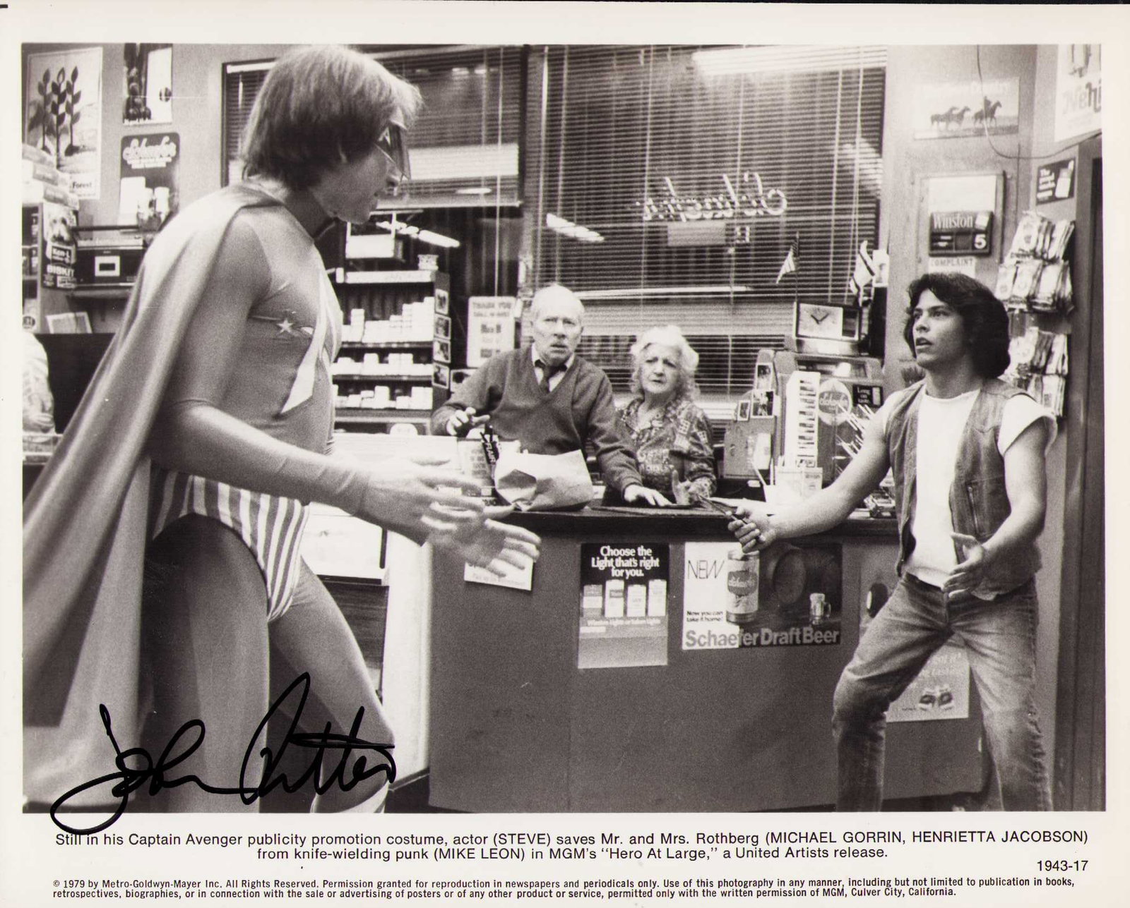 John Ritter signed photograph: Rare Hero at Large still signed by the deceased Threes Company star Certificate of AuthenticityEVERY item in this auction comes with at minimum one fully illustrated and serial numbered COA signed by