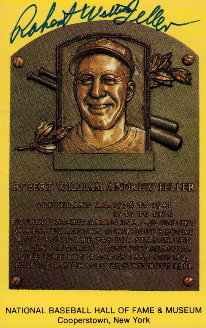 Robert William BOB Feller signed HOF card: A rare HOF card signed by Bob Feller RARE because it was signed in his full legal real name Certificate of AuthenticityEVERY item in this auction comes with at minimum one fully illustrated and