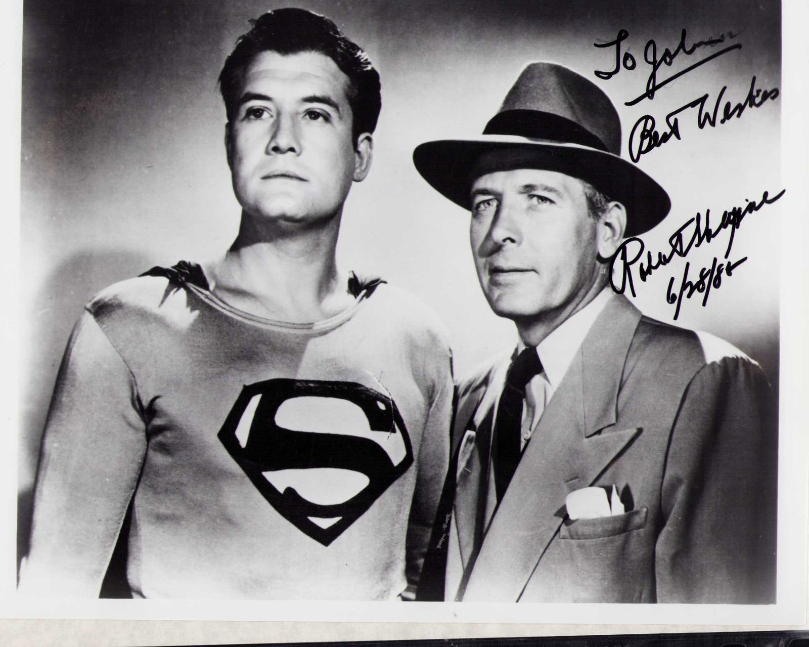 Robert Shayne signed photograph: A vintage Superman signed 8x10 by the rare actor who played Inspector Bill Henderson on the first Superman Tv series Certificate of AuthenticityEVERY item in this auction comes with at minimum one ful