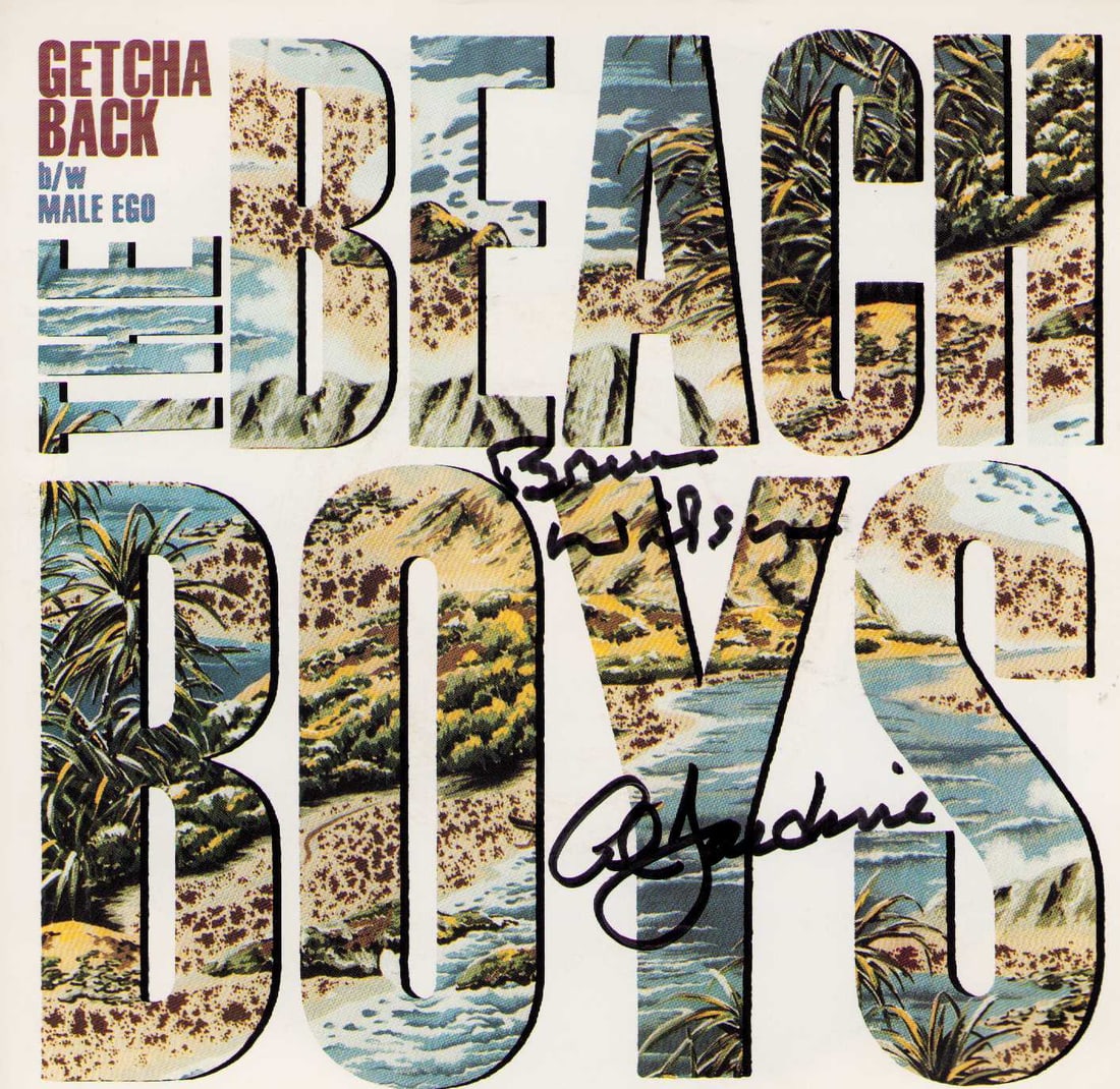 Beach Boy signed 45rpm record sleeve: A Beach Boys 45rpm picture sleeve and record signed by Brian Wilson and Al Jardine Certificate of AuthenticityEVERY item in this auction comes with at minimum one fully illustrated and serial numbered