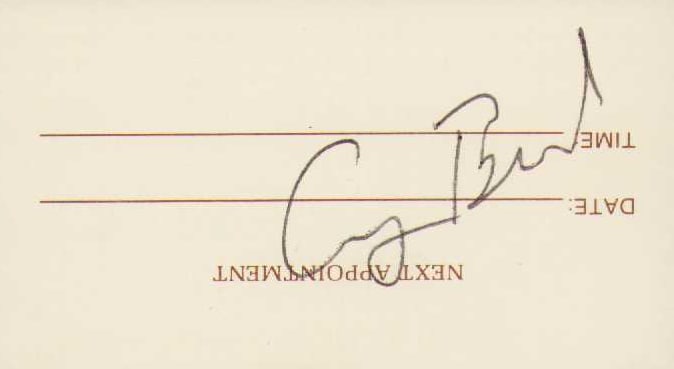 George Bush signed card: An appointment card signed in person by past President of the USA George Bush Certificate of AuthenticityEVERY item in this auction comes with at minimum one fully illustrated and serial numbered COA