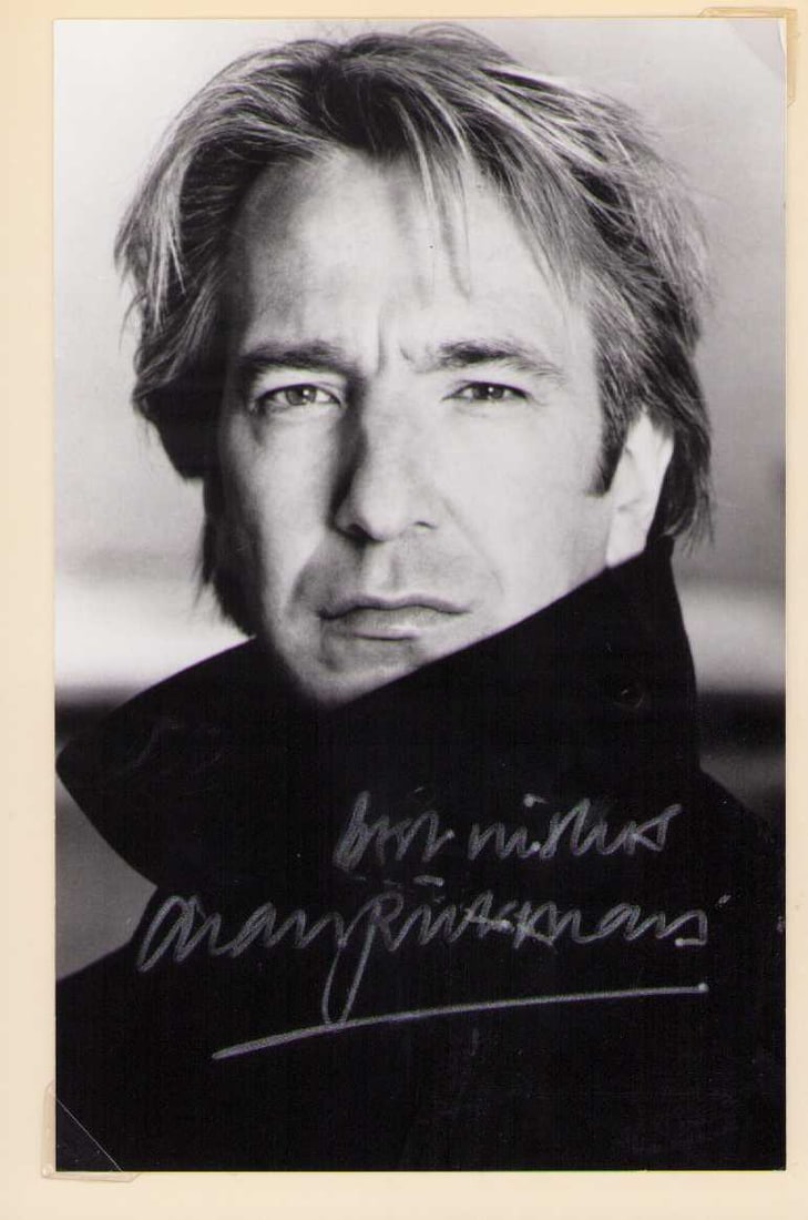 Alan Rickman signed photograph B: A nice portrait smaller signed 4x5 of the Galaxy Quest and Harry Potter star Deceased Certificate of AuthenticityEVERY item in this auction comes with at minimum one fully illustrated and serial numbe