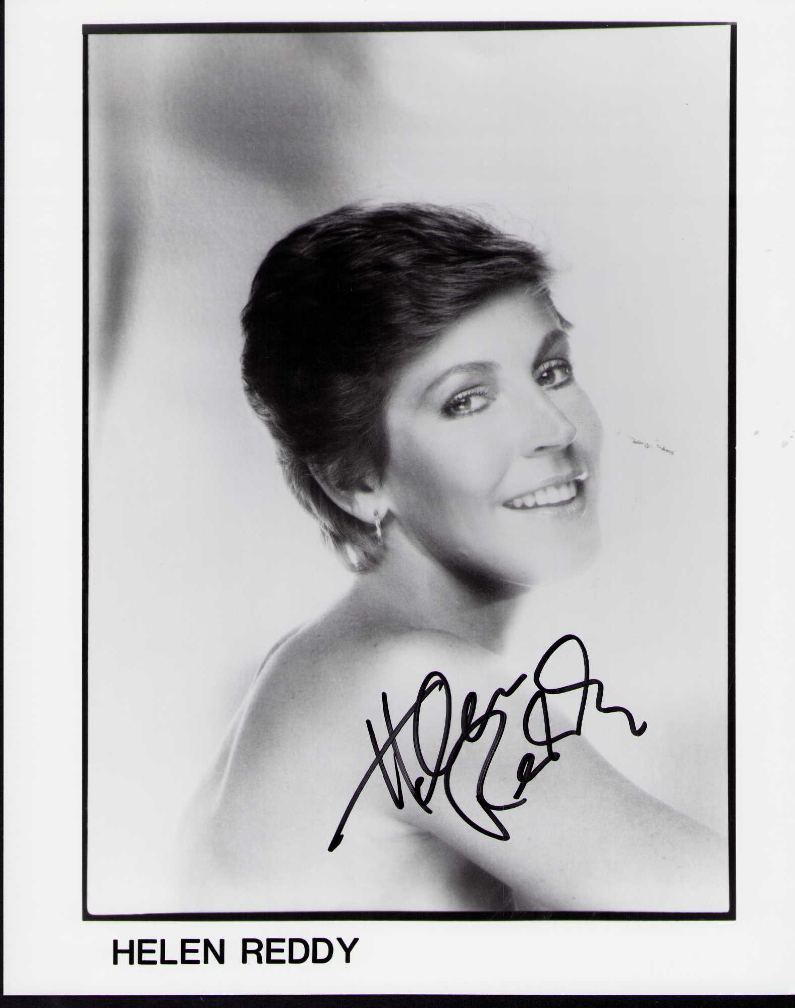 Helen Reddy signed photograph: A vintage signed portrait of the singer songwriter and actress deceased Certificate of AuthenticityEVERY item in this auction comes with at minimum one fully illustrated and serial numbered COA signed