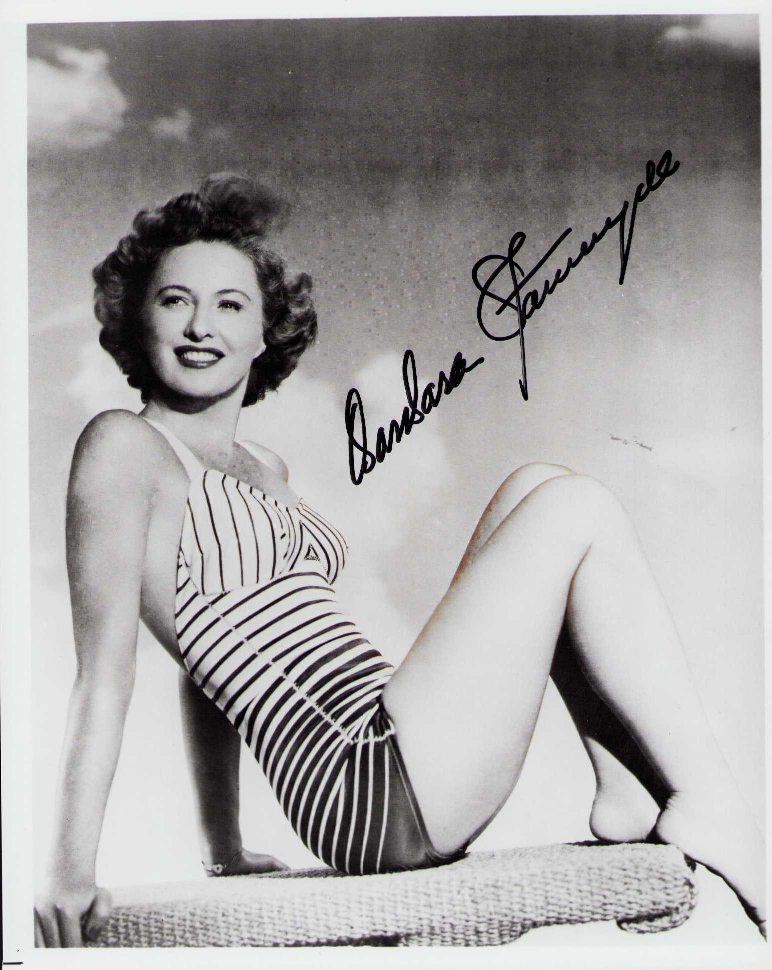 Barbara Stanwyck signed photograph: A sexy vintage signed 8x10 of a bathing beauty Barbara ! Certificate of AuthenticityEVERY item in this auction comes with at minimum one fully illustrated and serial numbered COA signed by the worlds