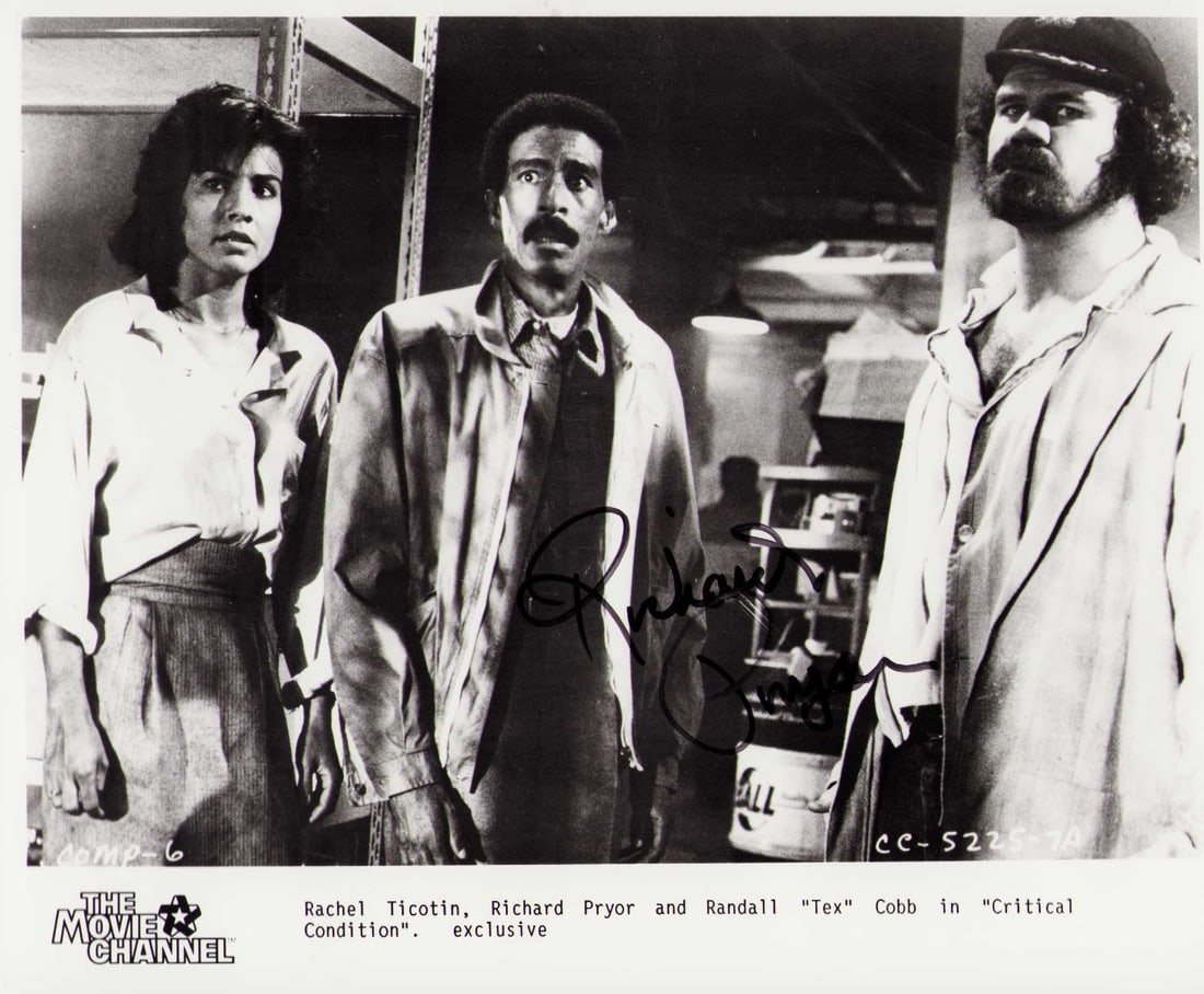 Richard Pryor signed photograph: A vintage original still signed by the legendary comedy star Certificate of AuthenticityEVERY item in this auction comes with at minimum one fully illustrated and serial numbered COA signed by the wor