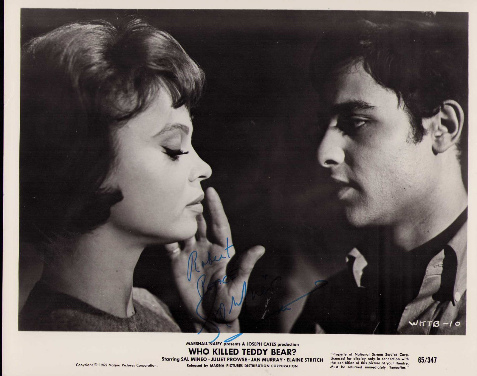 Sal Mineo signed photograph: Rare signed original still by the star who died so young Certificate of AuthenticityEVERY item in this auction comes with at minimum one fully illustrated and serial numbered COA signed by the worlds