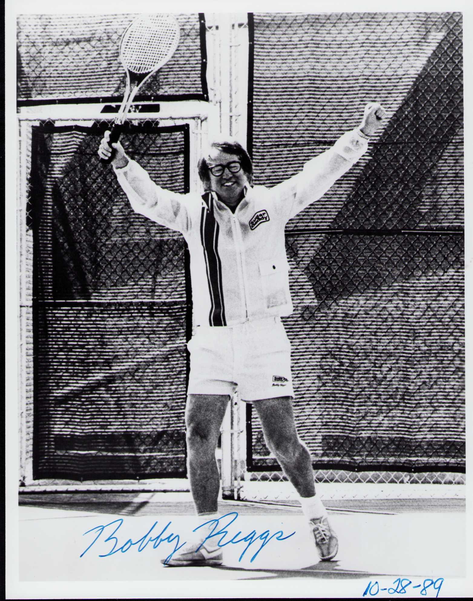 Bobby Riggs signed photograph: Vintage signed 8x10 of tennis legend Certificate of AuthenticityEVERY item in this auction comes with at minimum one fully illustrated and serial numbered COA signed by the worlds leading authenticato