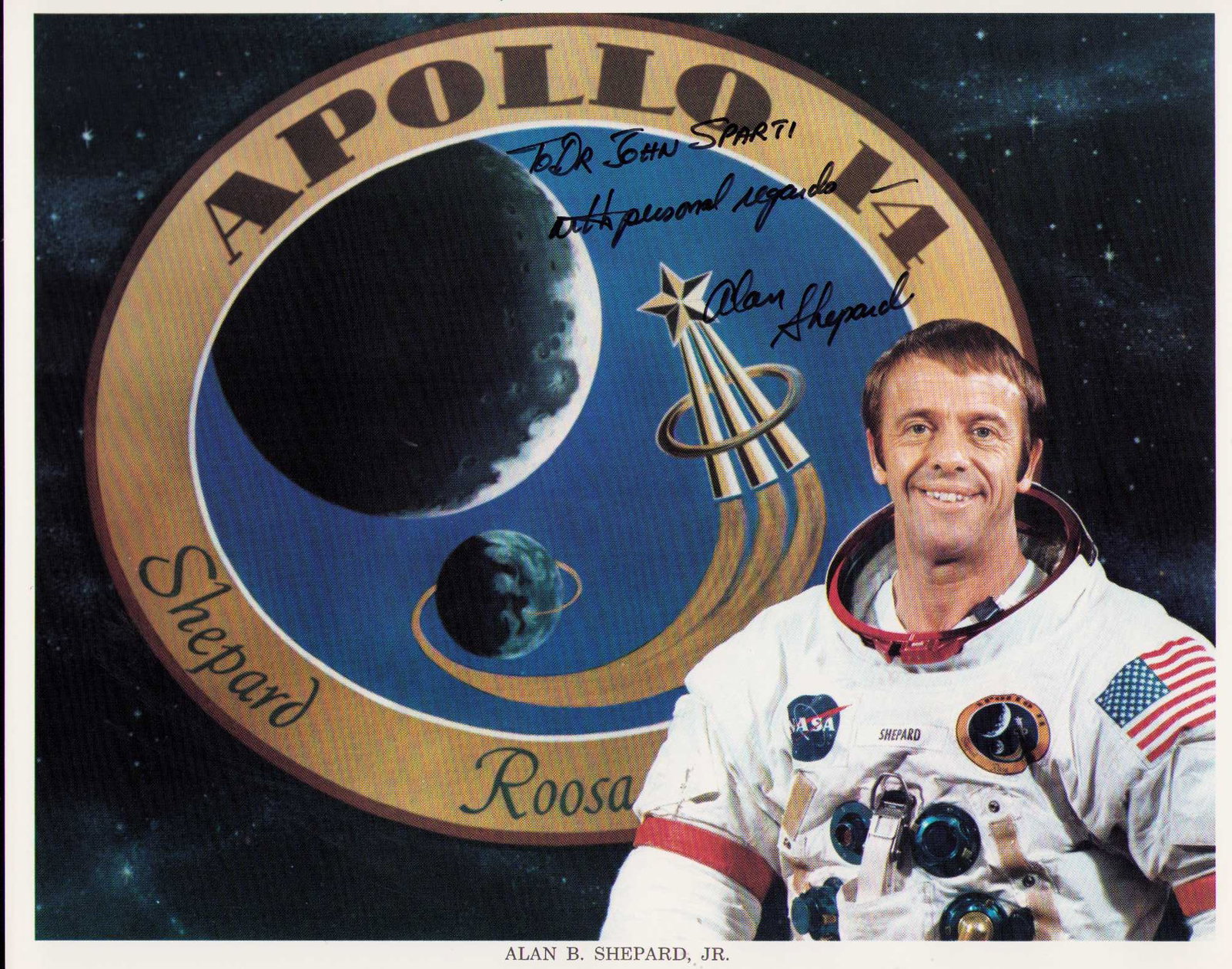 Alan Shepard signed photograph: A NASA original still signed by moonwalker and only man to hit a golf ball on the moon ! Certificate of AuthenticityEVERY item in this auction comes with at minimum one fully illustrated and serial nu