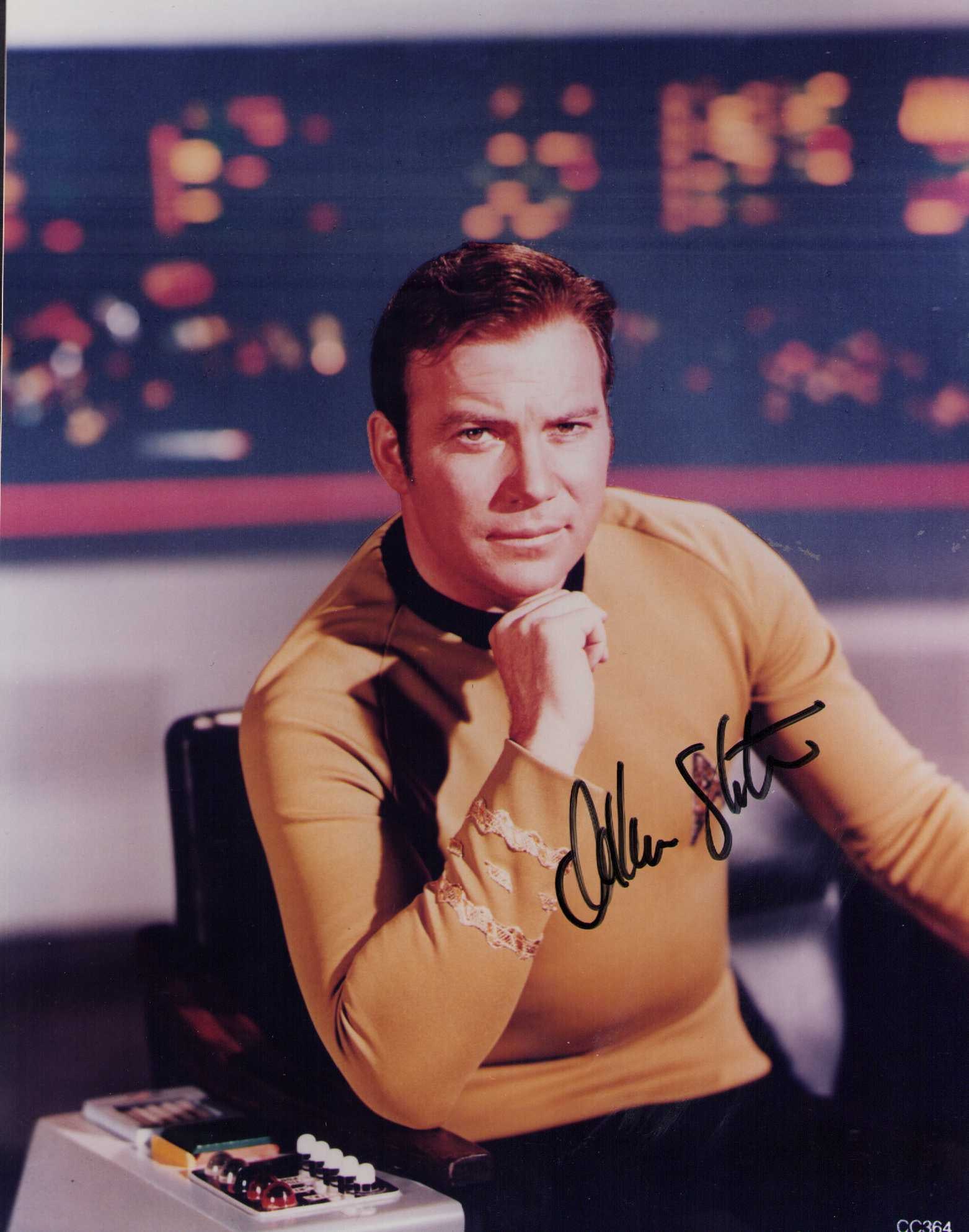 William Shatner signed photograph: A vintage signed Star Trek as Captain Kirk 8x10 photograph Certificate of AuthenticityEVERY item in this auction comes with at minimum one fully illustrated and serial numbered COA signed by the world