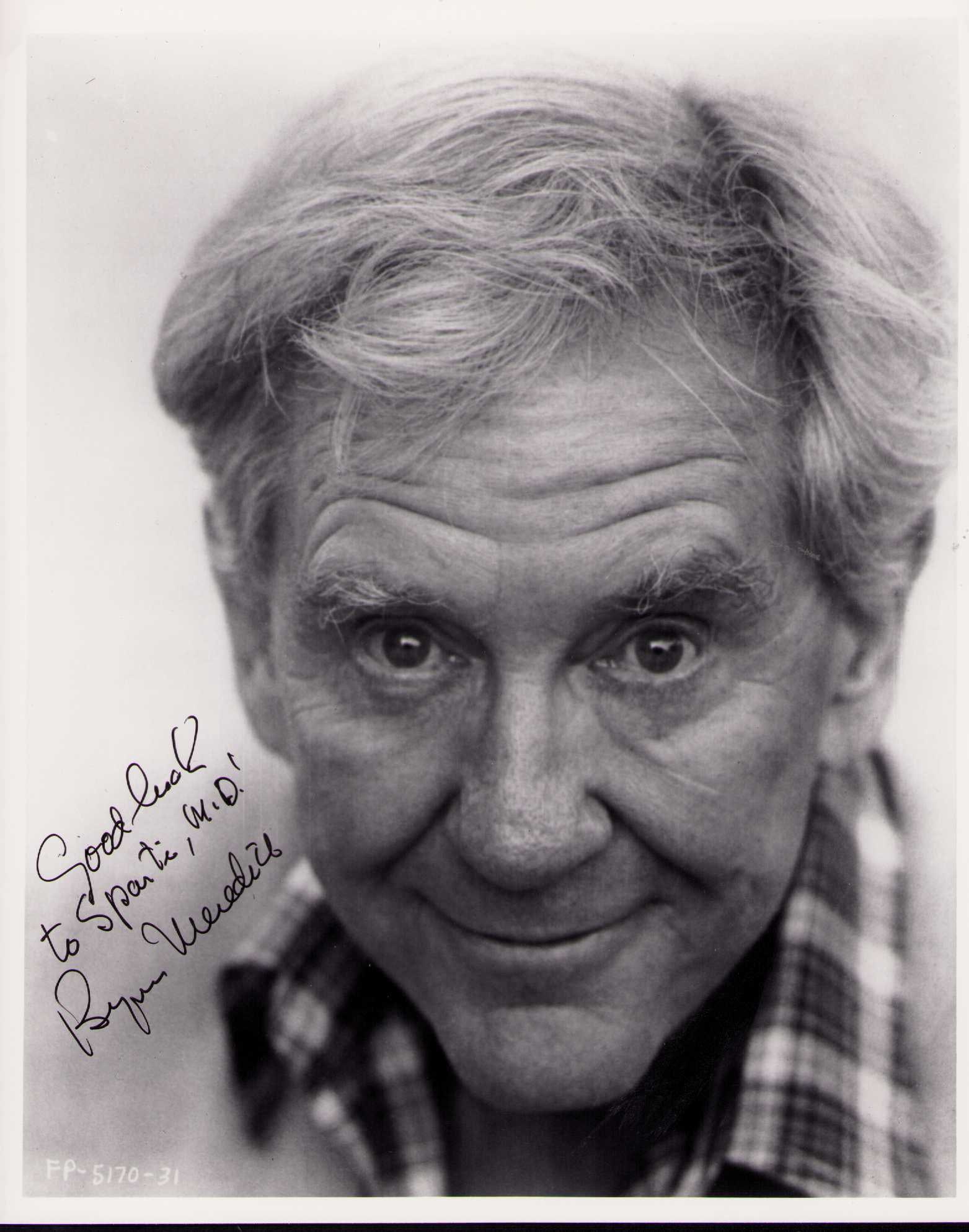 Burgess Meredith signed photograph: A vintage ROCKY signed 8x10 by the actor who also played the Penguin in TVS Batman Certificate of AuthenticityEVERY item in this auction comes with at minimum one fully illustrated and serial numbered